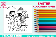 Easter Coloring Page for Kids with Farm Children Product Image 1