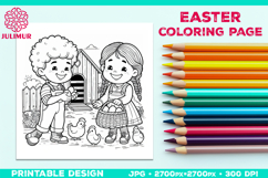Easter Coloring Page for Kids with Farm Children Product Image 1