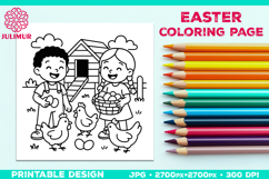 Easter Coloring Page for Kids with Farm Children Product Image 1