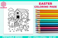Easter Coloring Page for Kids with Farm Children Product Image 1