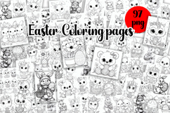 Cute animals Design |Easter Coloring pages Bundle Product Image 1