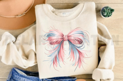 Easter Coquette Bow Fluffy Bunny PNG Product Image 2