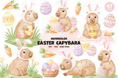 Cute Capybara Easter Day Watercolor Set Product Image 1