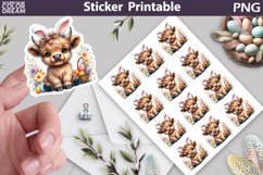 Easter Cow Sticker | Happy Easter Sticker Printable Product Image 1