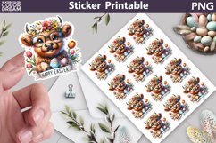 Easter Highland Cow Sticker | Happy Easter Sticker Printable Product Image 1