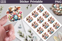 Easter Cow Sticker | Happy Easter Sticker Printable Product Image 1