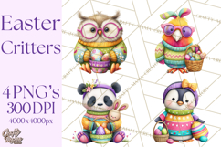 Easter Bunny Clipart, Spring Animals PNG, Colored Eggs Product Image 1