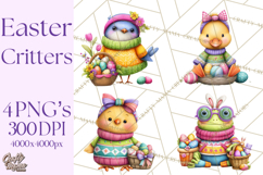 Easter Bunny Clipart, Spring Animals PNG, Colored Eggs Product Image 1