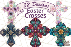 Patterned Easter Cross Clipart, Pastel Bold Christian Png Product Image 1
