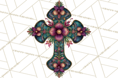 Patterned Easter Cross Clipart, Pastel Bold Christian Png Product Image 2