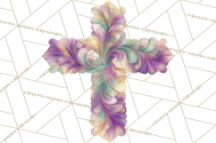 Patterned Easter Cross Clipart, Pastel Bold Christian Png Product Image 5
