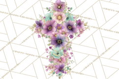 Patterned Easter Cross Clipart, Pastel Bold Christian Png Product Image 2