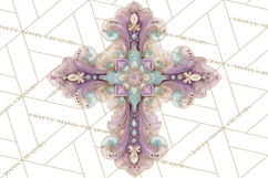 Patterned Easter Cross Clipart, Pastel Bold Christian Png Product Image 3