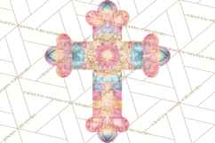 Patterned Easter Cross Clipart, Pastel Bold Christian Png Product Image 4