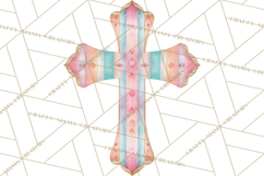 Patterned Easter Cross Clipart, Pastel Bold Christian Png Product Image 5