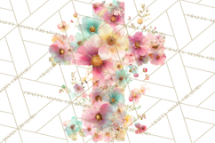 Patterned Easter Cross Clipart, Pastel Bold Christian Png Product Image 3