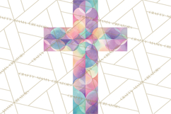 Patterned Easter Cross Clipart, Pastel Bold Christian Png Product Image 2