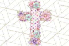 Patterned Easter Cross Clipart, Pastel Bold Christian Png Product Image 3