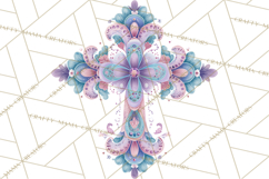Patterned Easter Cross Clipart, Pastel Bold Christian Png Product Image 4