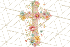 Patterned Easter Cross Clipart, Pastel Bold Christian Png Product Image 5