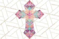 Patterned Easter Cross Clipart, Pastel Bold Christian Png Product Image 3