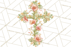 Patterned Easter Cross Clipart, Pastel Bold Christian Png Product Image 5