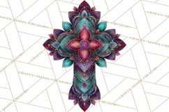 Patterned Easter Cross Clipart, Pastel Bold Christian Png Product Image 3