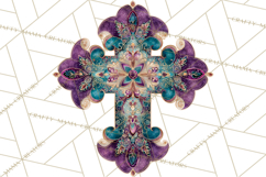 Patterned Easter Cross Clipart, Pastel Bold Christian Png Product Image 4