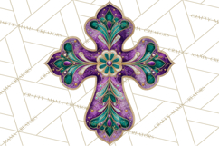 Patterned Easter Cross Clipart, Pastel Bold Christian Png Product Image 2