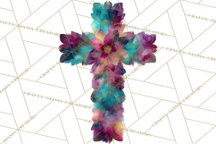 Patterned Easter Cross Clipart, Pastel Bold Christian Png Product Image 5