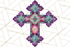 Patterned Easter Cross Clipart, Pastel Bold Christian Png Product Image 2