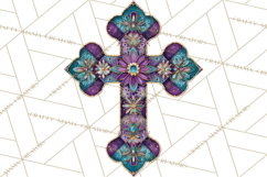 Patterned Easter Cross Clipart, Pastel Bold Christian Png Product Image 3