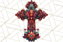 Patterned Easter Cross Clipart, Pastel Bold Christian Png Product Image 4