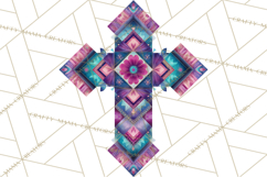 Patterned Easter Cross Clipart, Pastel Bold Christian Png Product Image 5