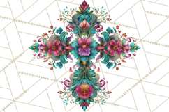 Patterned Easter Cross Clipart, Pastel Bold Christian Png Product Image 2