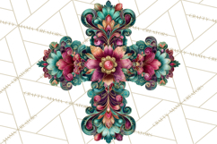Patterned Easter Cross Clipart, Pastel Bold Christian Png Product Image 3