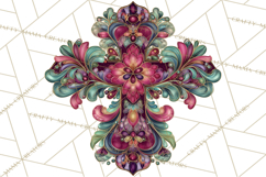 Patterned Easter Cross Clipart, Pastel Bold Christian Png Product Image 5