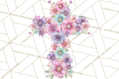 Patterned Easter Cross Clipart, Pastel Bold Christian Png Product Image 2