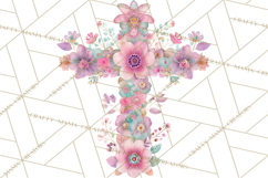 Patterned Easter Cross Clipart, Pastel Bold Christian Png Product Image 3