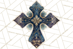 Patterned Easter Cross Clipart, Pastel Bold Christian Png Product Image 4