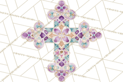 Patterned Easter Cross Clipart, Pastel Bold Christian Png Product Image 5