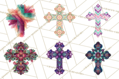 Patterned Easter Cross Clipart, Pastel Bold Christian Png Product Image 6