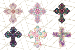 Patterned Easter Cross Clipart, Pastel Bold Christian Png Product Image 7
