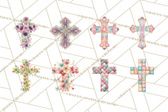 Patterned Easter Cross Clipart, Pastel Bold Christian Png Product Image 2