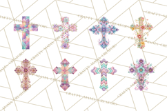 Patterned Easter Cross Clipart, Pastel Bold Christian Png Product Image 8