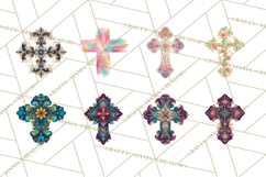 Patterned Easter Cross Clipart, Pastel Bold Christian Png Product Image 5