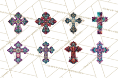 Patterned Easter Cross Clipart, Pastel Bold Christian Png Product Image 3