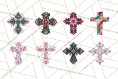 Patterned Easter Cross Clipart, Pastel Bold Christian Png Product Image 4