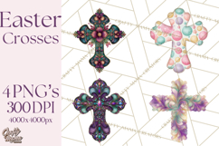 Patterned Easter Cross Clipart, Pastel Bold Christian Png Product Image 1