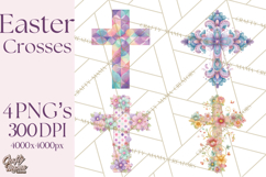 Patterned Easter Cross Clipart, Pastel Bold Christian Png Product Image 1